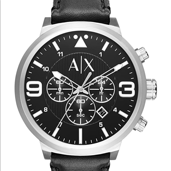 Armani Exchange Men's Black Leather watch